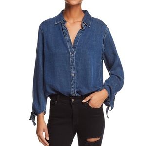 Rails Bethany Tie Sleeve Button Down Chambray Top